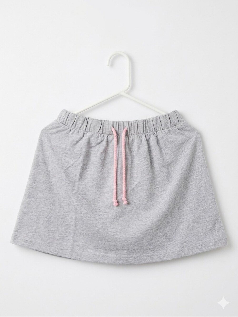 Everyday Gray Circle Skirt with Pink Drawstring